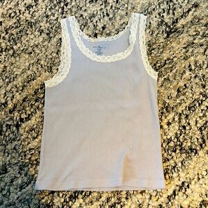 BRANDY MELVILLE Light Blue Lace Trim Tank Top / women’s / one size